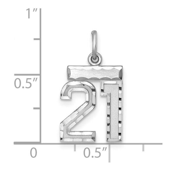 Sterling Silver, Varsity Collection, Small D/C Pendant, Number 21 - Picture 3 of 4